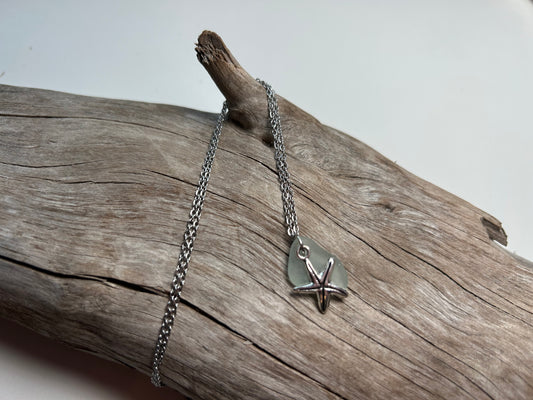 Genuine Lake Superior Sea Glass Charm Zen Boho Necklace