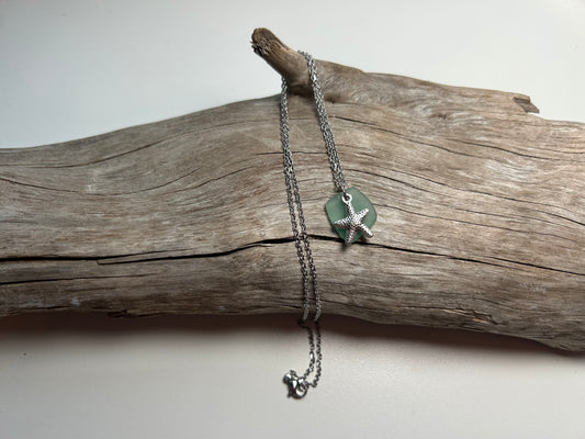 Genuine Lake Superior Sea Glass Charm Zen Boho Necklace