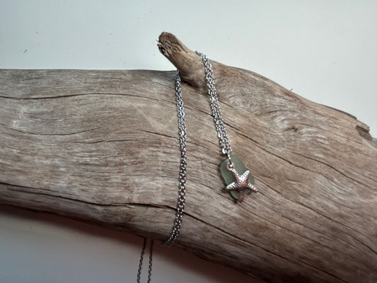 Genuine Lake Superior Sea Glass Charm Zen Boho Necklace