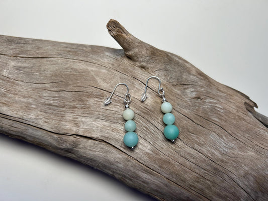 Amazonite Pendant 925 Sterling Silver Aqua Ombre Boho Zen Earrings
