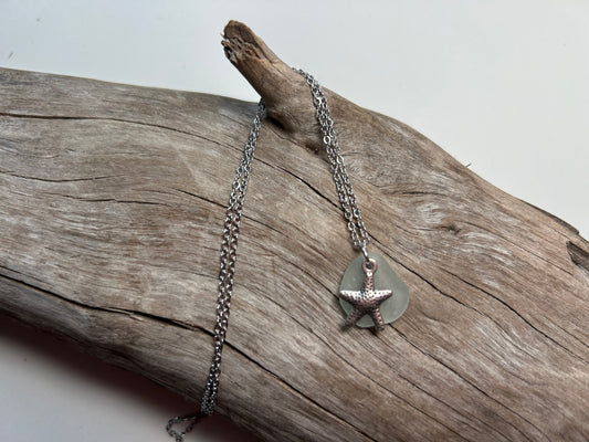 Genuine Lake Superior Sea Glass Charm Zen Boho Necklace