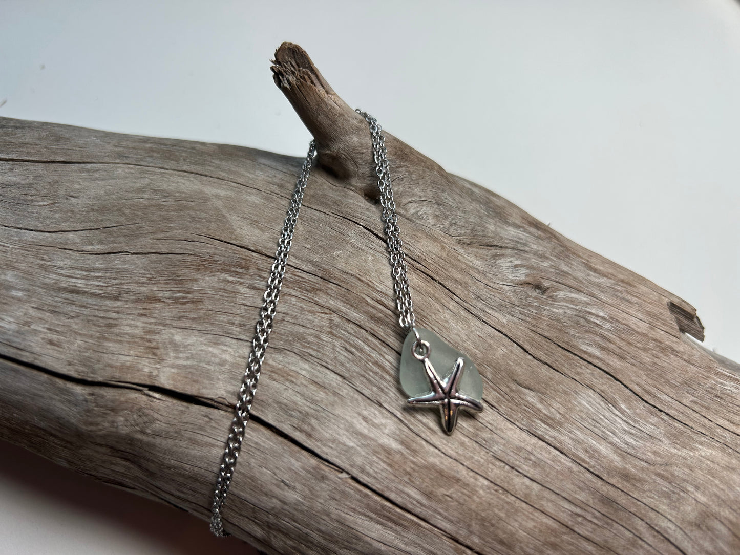 Genuine Lake Superior Sea Glass Charm Zen Boho Necklace