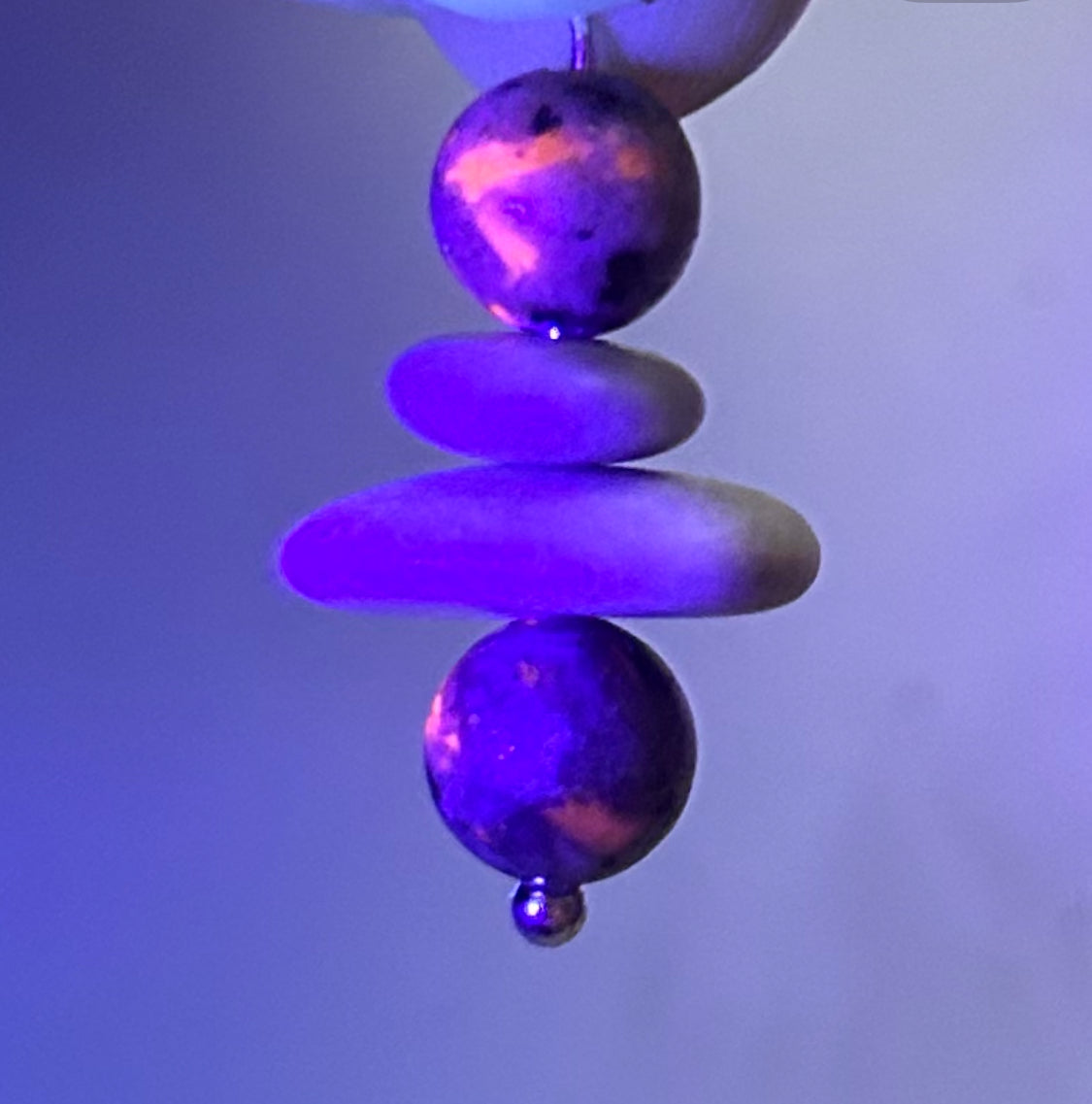 Flat Cairn Yooperlite UV Stone Lake Superior Hypoallergenic 925 Sterling Silver Zen Boho Earrings