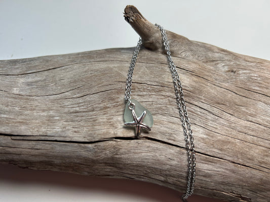 Genuine Lake Superior Sea Glass Charm Zen Boho Necklace