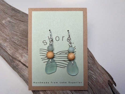 Genuine Sea Glass Lake Superior Amazonite Pendant Boho Zen Earrings
