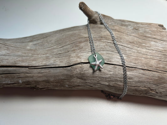 Genuine Lake Superior Sea Glass Charm Zen Boho Necklace