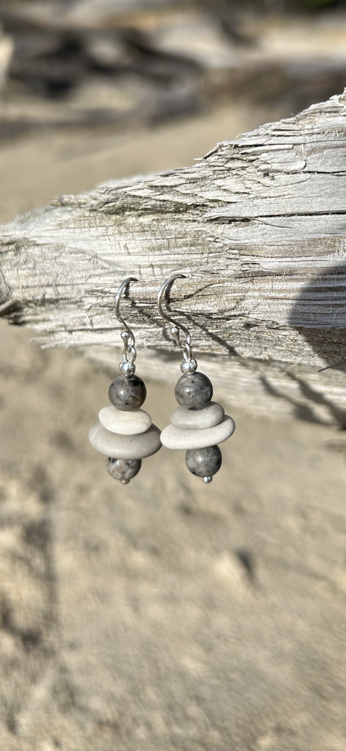 Flat Cairn Yooperlite UV Stone Lake Superior Hypoallergenic 925 Sterling Silver Zen Boho Earrings