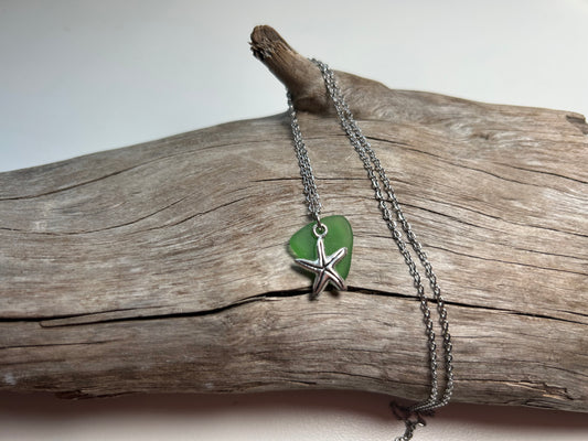 Genuine Lake Superior Sea Glass Charm Zen Boho Necklace