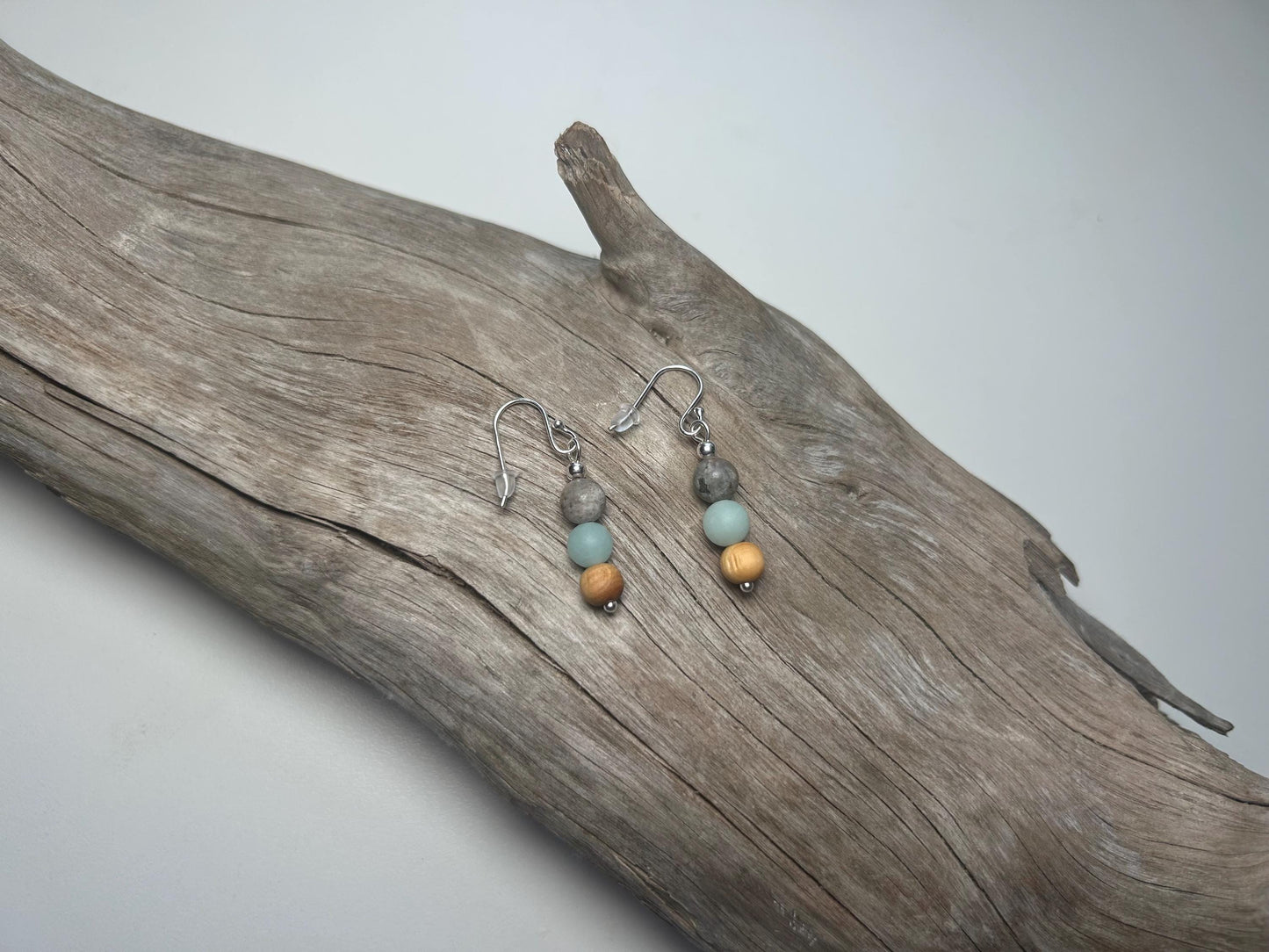 Lake Superior Yooperlite Amazonite UV Pendant 925 Sterling Silver Boho Zen Earrings