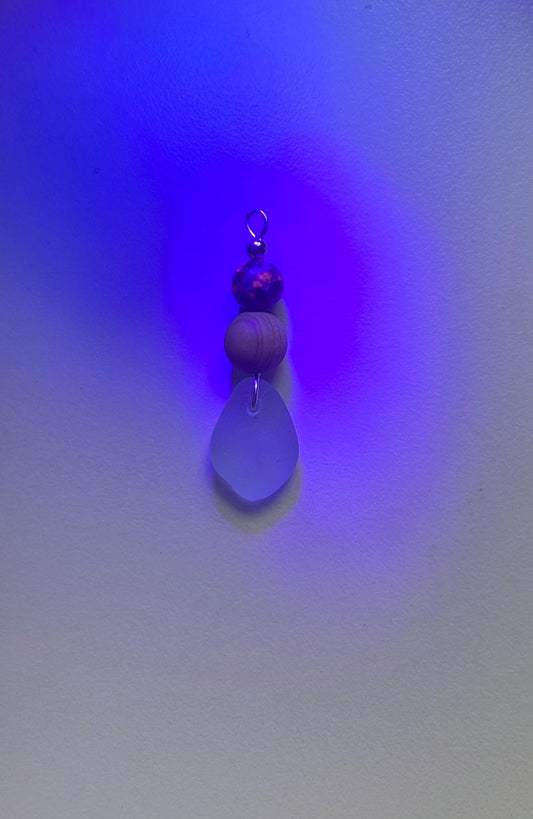 Genuine Sea Glass Lake Superior Yooperlite Pendant Boho Zen Earrings