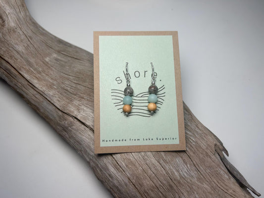 Lake Superior Yooperlite Amazonite UV Pendant 925 Sterling Silver Boho Zen Earrings
