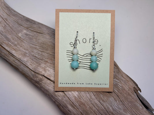 Amazonite Pendant 925 Sterling Silver Aqua Ombre Boho Zen Earrings