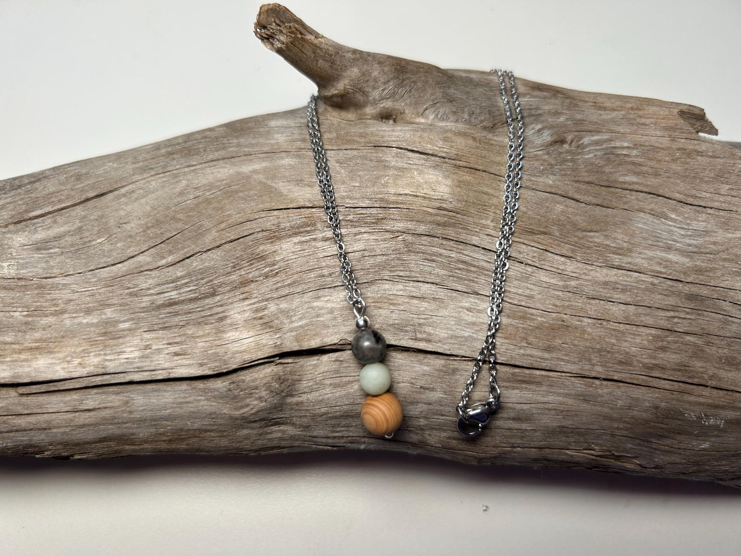 Lake Superior Yooperlite Amazonite UV Pendant Genuine Leather Stainless Steel Boho Zen Necklace