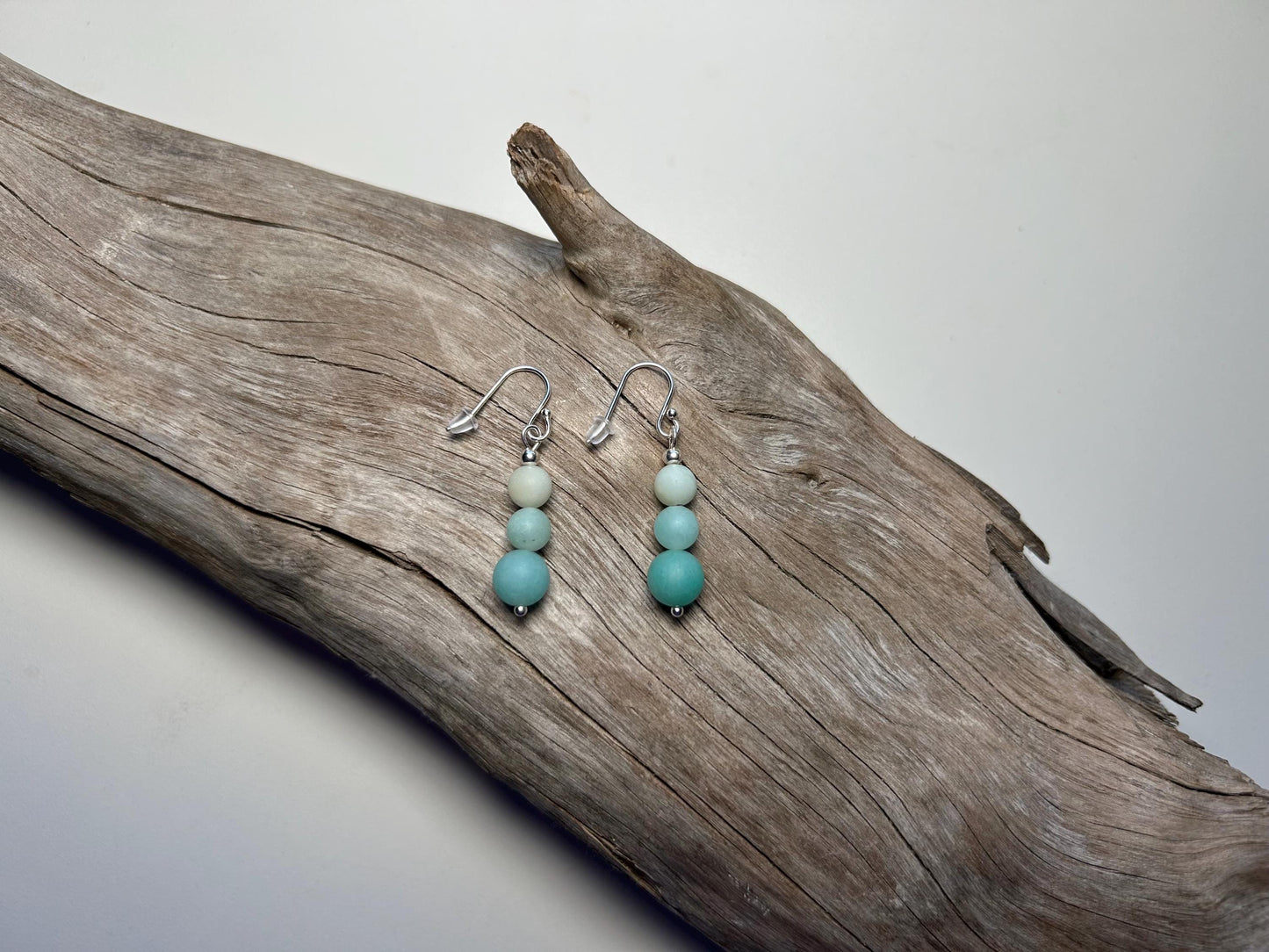 Amazonite Pendant 925 Sterling Silver Aqua Ombre Boho Zen Earrings